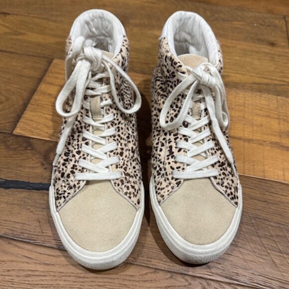 Madewell MWL Sidewalk High-Top Sneakers Leopard Calf Hair Size 8.5M - Picture 3 of 8